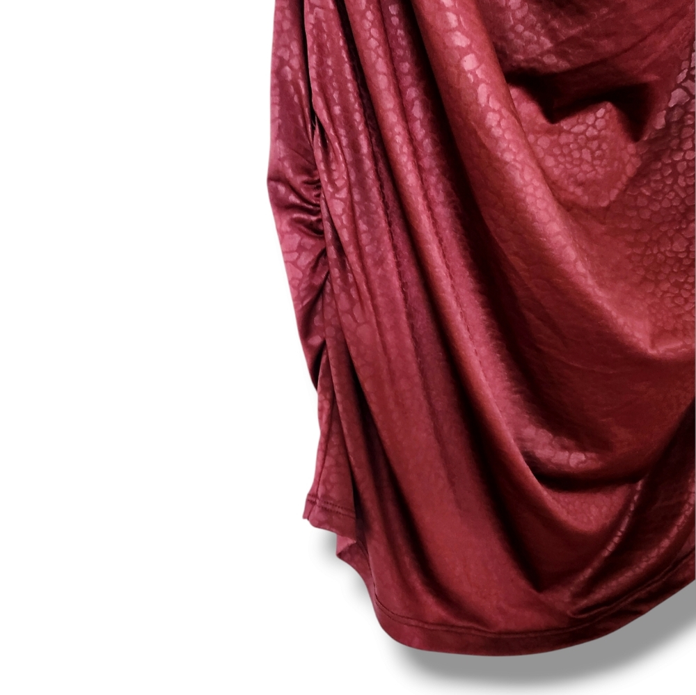 2KUHL Burgundy Snakeskin Print Cap Sleeve Draped Blouson Top | 3X - Picture 6 of 8
